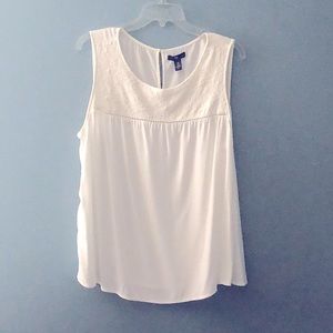 GAP White Lace Yoke Top
